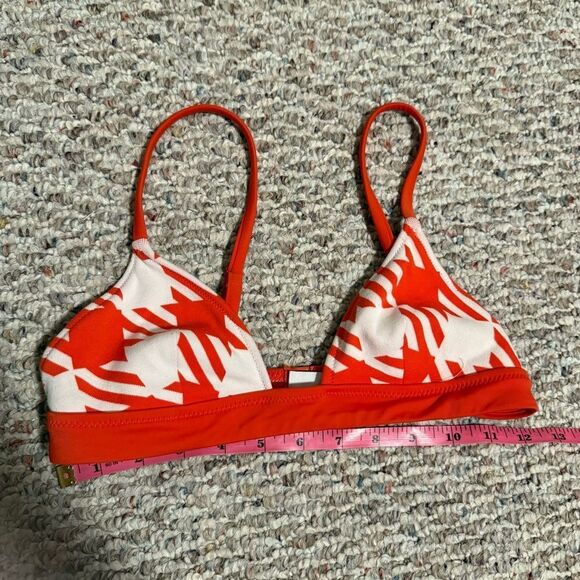 Solid & Striped The Morgan Scoop Neck Bikini Top Lipstick Red Gingham Size Small - Picture 8 of 10